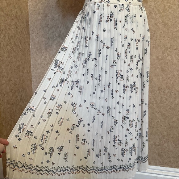 VTG 80s Retro Pastel Abstract Accordion Pleated Midi Maxi Skirt and Shirt Set - Picture 3 of 15